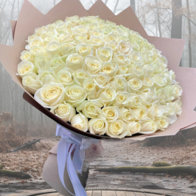  Alanya Flower Order Bouquet of 101 White Roses